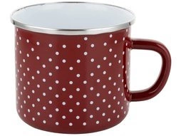 Kubek emaliowany na indukcję Emalia Polska Pleszew Retro 12 cm 1,2 l czerwony