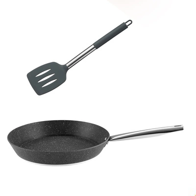 Zestaw patelnia aluminiowa Florina Onyx 28 cm + Łopatka perforowana Florina Lava