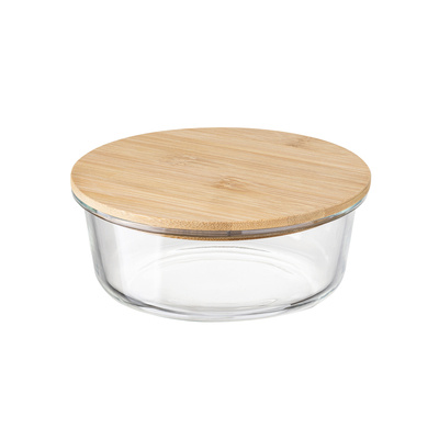 Szklany pojemnik z bambusową pokrywką Florina Clavato 390 ml okrągły