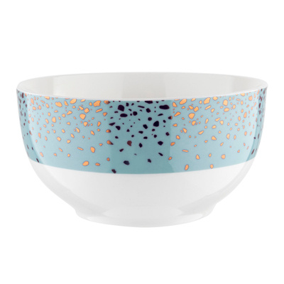 Salaterka porcelanowa pozłacana Florina Spots Blue 13 cm niebieska