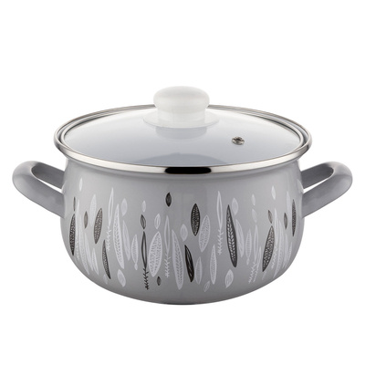 Garnek emaliowany Emalia Polska Pleszew Autumn Pyza 18 cm 2,8 l szary