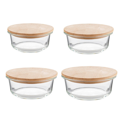 Zestaw szklanych pojemników z bambusową pokrywką Florina Clavato 390 ml; 640 ml; 970 ml; 1300 ml