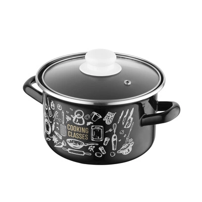 Garnek emaliowany prosty Kitchen Black 16cm 2,1l 