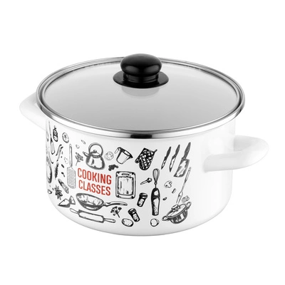 Garnek emaliowany prosty Kitchen White 20cm 4,1l