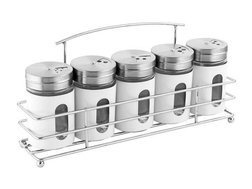 Komplet 5 przyprawników w stojaku Florina Bonelo biały