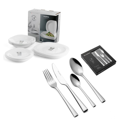 Komplet talerzy i sztućców dla 6 osób 