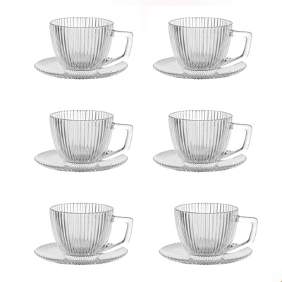 Zestaw 6 filiżanek szklanych ze spodkiem Florina Rimini 250 ml