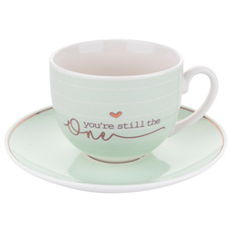 Filiżanka ze spodkiem Florina Mint Stripes 240 ml