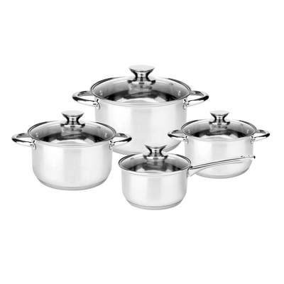 Komplet garnków ze stali nierdzewnej Lary 8 elementów