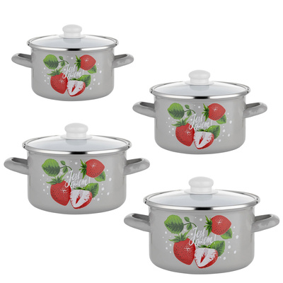 Zestaw garnków emaliowanych Emalia Polska Pleszew Dżem 16 cm; 18 cm; 20 cm; 22 cm | 2,1 l; 3 l; 4,1 l; 5,3 l