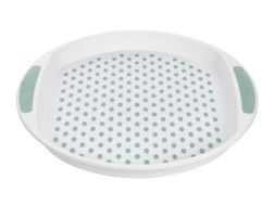 Taca antypoślizgowa Praktyczna 39,5 cm okrągła biało-miętowa