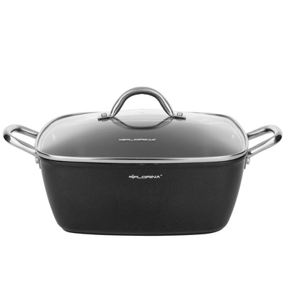 Garnek aluminiowy Florina Nelio kwadratowy z pokrywką 28 cm 6,1 l