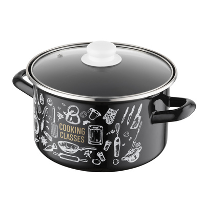 Garnek emaliowany prosty Kitchen Black 20cm 4,1L