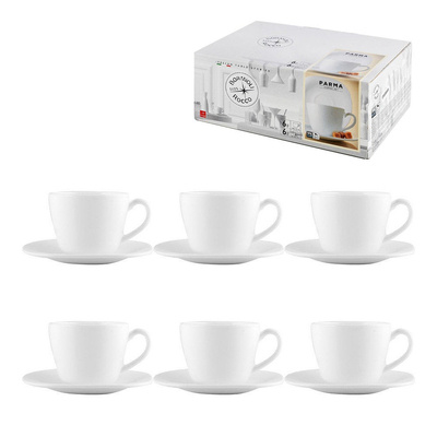 Filiżanki ze spodkiem Bormioli Rocco Parma 220 ml 6 sztuk 12 elementów