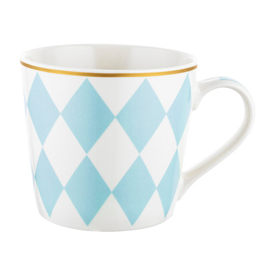 Kubek porcelanowy Florina Geometric Romby 400 ml niebieski