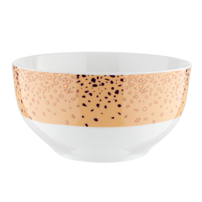 Salaterka porcelanowa pozłacana Florina Spots Orange 13 cm pomarańczowa