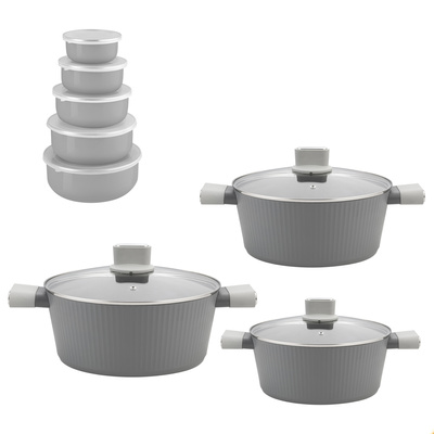 Zestaw garnków Florina Serrano + komplet pojemników emaliowanych Florina 