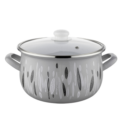 Garnek emaliowany Emalia Polska Pleszew Autumn Pyza 22 cm 5,3 l szary