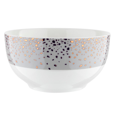 Salaterka porcelanowa pozłacana Florina Spots Grey 13 cm szara