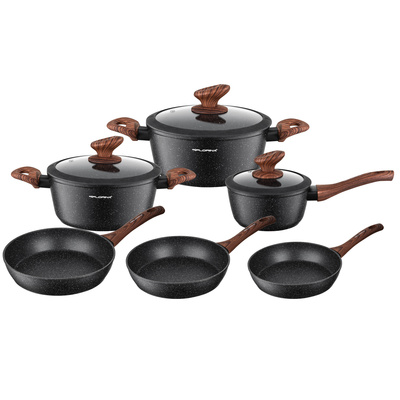Zestaw garnków aluminiowych Florina Master Black 9el.