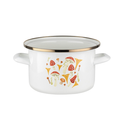 Garnek emaliowany Emalia Polska Pleszew Grzybki 16 cm 2 l