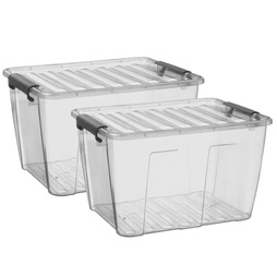 Zestaw 2 pojemników z pokrywą 15l transparentny Home Box