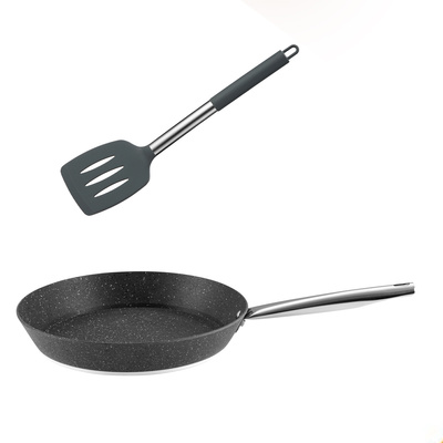 Zestaw patelnia aluminiowa Florina Onyx 28 cm + Łopatka perforowana Florina Lava