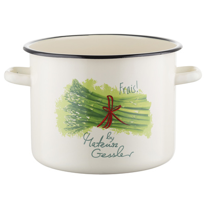 Garnek emaliowany Emalia Polska Pleszew Szparagi by Mateusz Gessler 22 cm 6,4 l