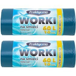 2x Worki na śmieci Praktyczna super mocne 60 l 10 sztuk