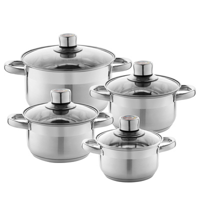 Komplet garnków ze stali nierdzewnej Florina z termometrem Pablo 8 elementów