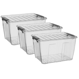 Zestaw 3 pojemników z pokrywą 15l transparentny Home Box