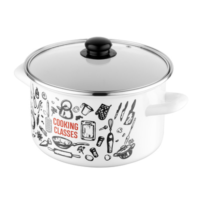 Garnek emaliowany prosty Kitchen White 22cm 5,3l