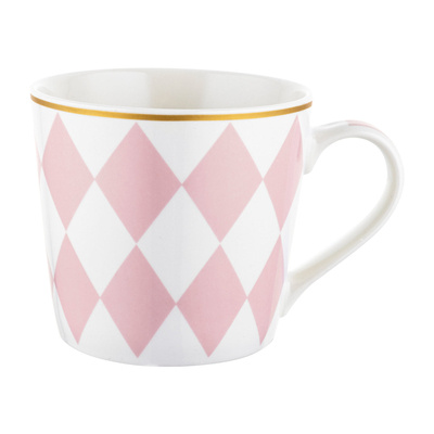 Kubek porcelanowy Florina Geometric Romby 400 ml różowy
