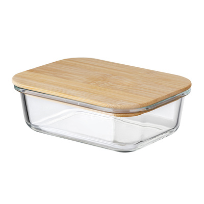 Szklany pojemnik z bambusową pokrywką Florina Clavato 1040 ml prostokątny