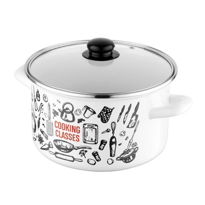 Garnek emaliowany prosty Kitchen White 22cm 5,3l