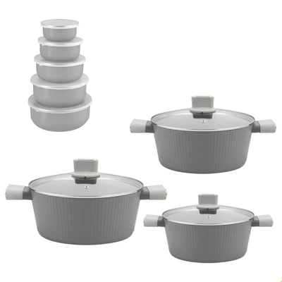 Zestaw garnków Florina Serrano + komplet pojemników emaliowanych Florina