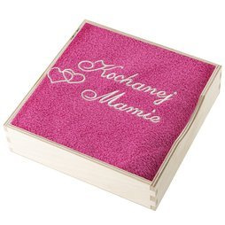 Ręcznik z dedykowanym haftem Kochanej Mamie Miss Lucy 50x90 cm różowy 